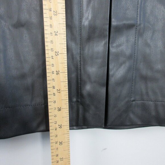 J Crew Women Faux Leather Pencil Skirt 18 Black Midi Front Slit Party Luxury 364 - Picture 12 of 14